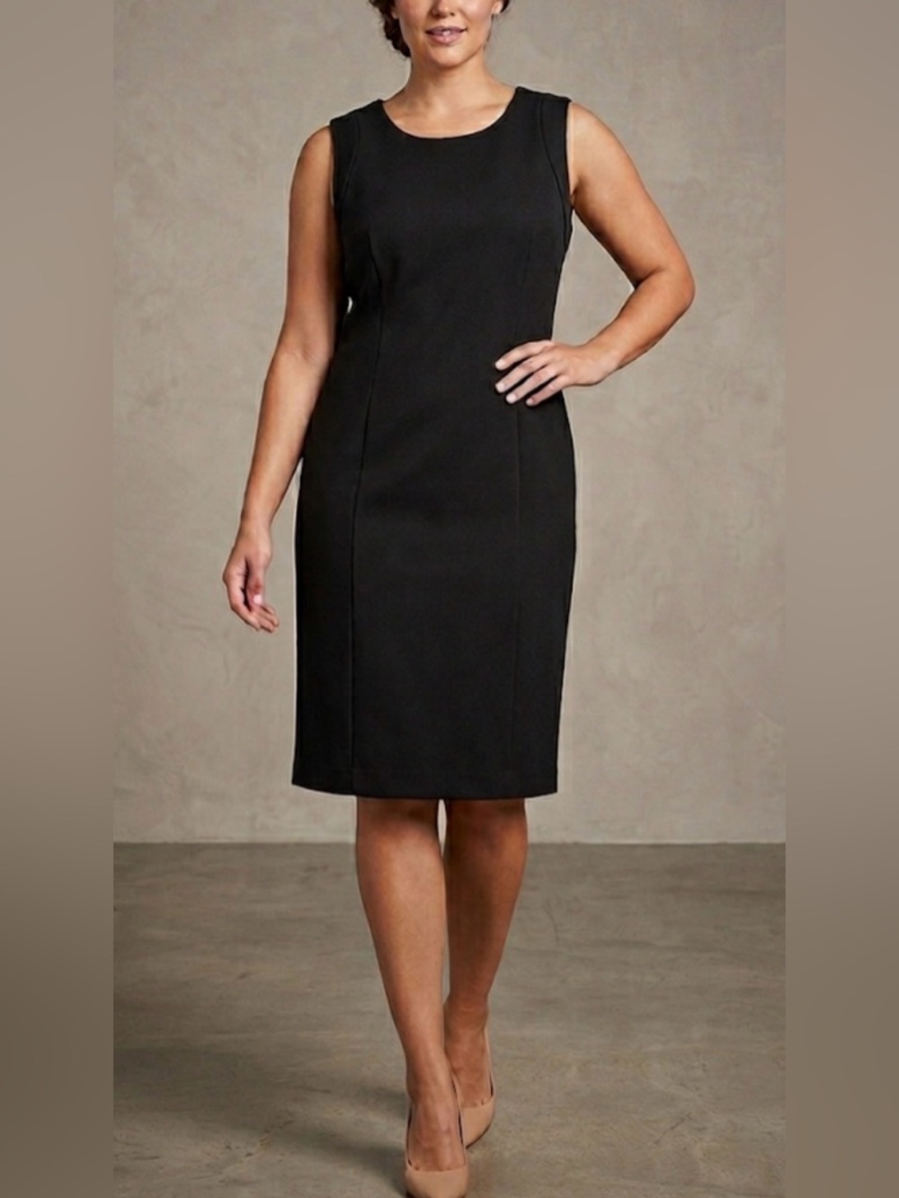 MWT!! Christopher & Banks Black Sleeveless Midi Dress with Scoop Neck Size 12 - Picture 1 of 12
